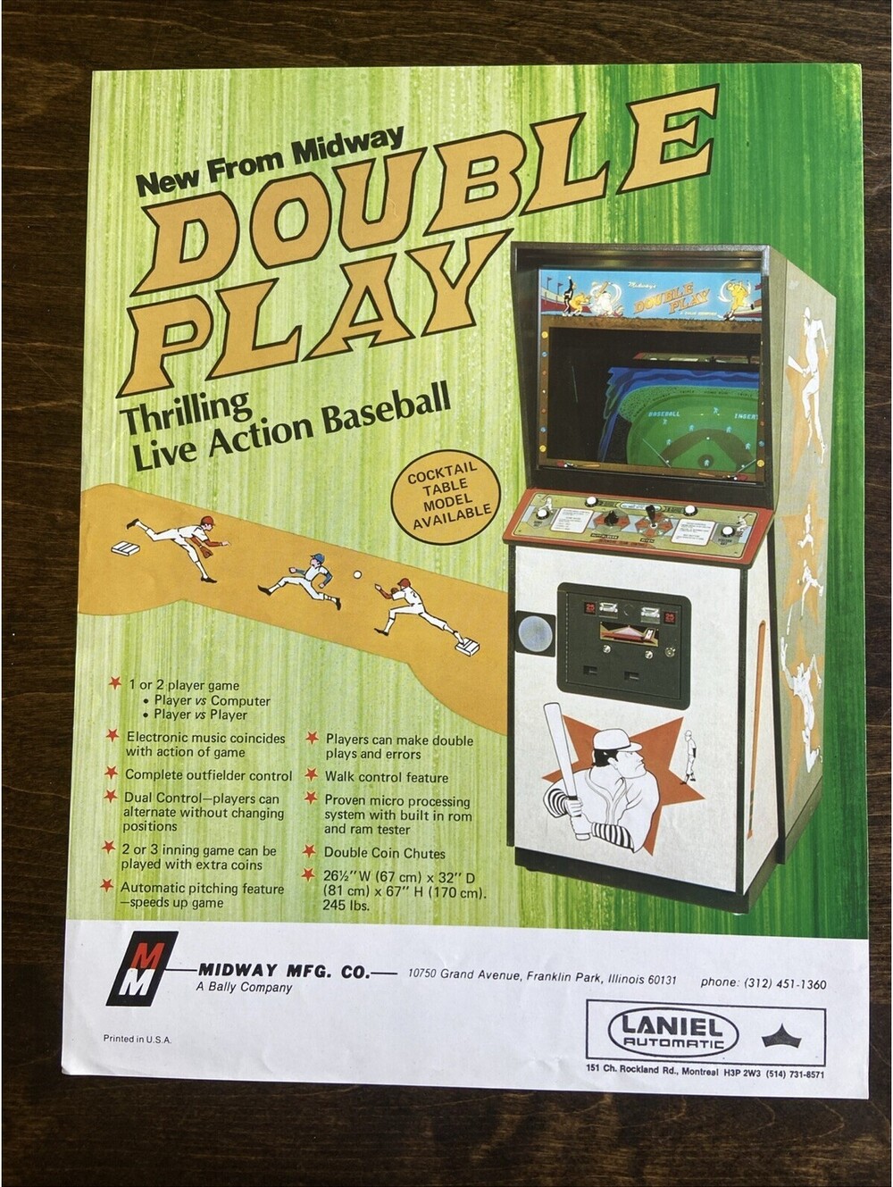 Midway Double Play Arcade FLYER Original Ad Promo Poster Not PCB